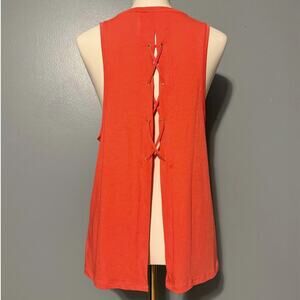 Victoria Sport Medium Coral Lace Up Muscle Tank Open Back Athletic Sleeveless